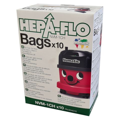 NUMATIC GENUINE HEPAFLO NVM-1CH 9L VACUUM DUST BAGS 10S