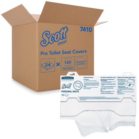 SCOTT* 7410 FLUSHABLE WHITE TOILET SEAT COVERS 125S