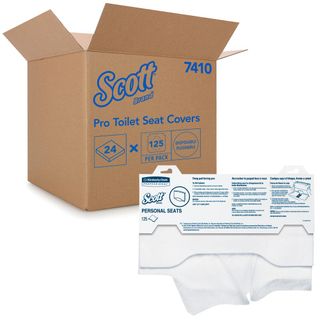 SCOTT* 7410 FLUSHABLE WHITE TOILET SEAT COVERS 125S