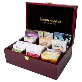 WOODEN TEA & COFFEE 6 SLOT BEVERAGE DISPLAY BOX EACH - DISPLAY02