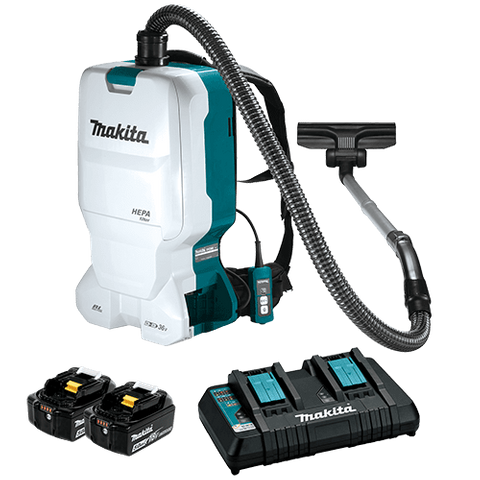 MAKITA 36V BACKPACK VACUUM CLEANER 6L WITH 2 6AH BATTERIES