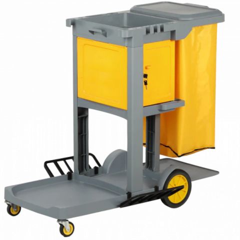 JANITOR CART / TROLLEY WITH LOCK BOX - GREY