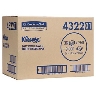 KLEENEX 4322 I/LEAVED EXECUTIVE SOFT WHITE 2 PLY T/TISSUE 250S X 36