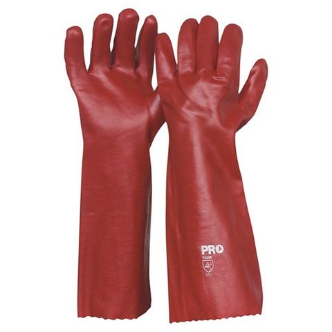 RED PVC GAUNTLET GLOVE 45CM