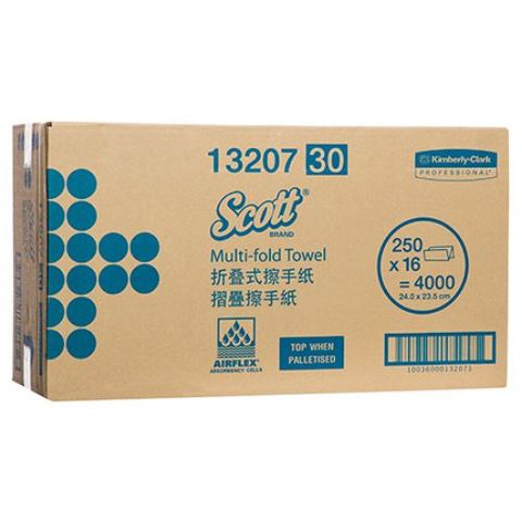 SCOTT 13207 I/FOLD STANDARD WHITE 1 PLY P/TOWEL 250S X 16