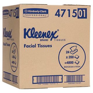 KLEENEX 4715 EXECUTIVE WHITE 2 PLY F/TISSUE 200S X 24