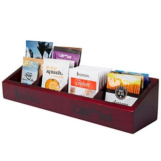 WOODEN TEA & COFFEE 4 SLOT BEVERAGE DISPLAY TRAY EACH - DISPLAY10