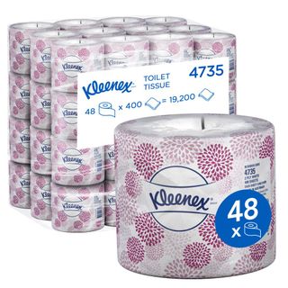 KLEENEX 4735 DELUXE WHITE 2 PLY WRAPPED TOILET ROLLS 400S X 48