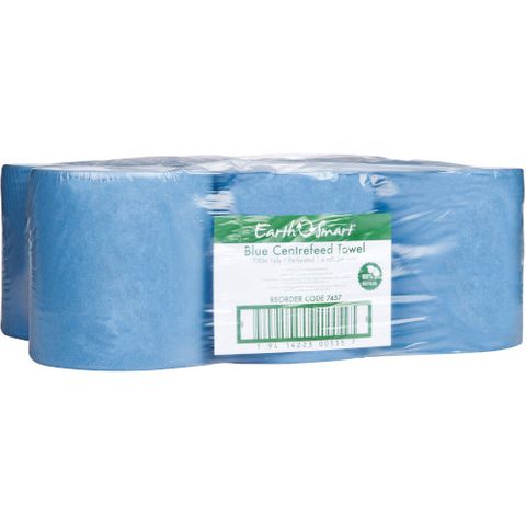 EARTHSMART 7457 RECYCLED CENTREFEED BLUE 1 PLY PAPER TOWEL ROLL 330M X 22CM X 6S