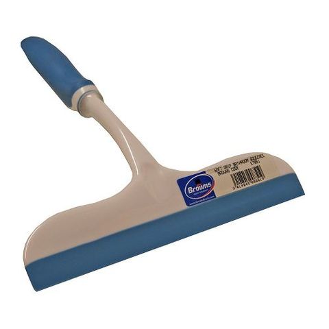 WHITE PLASTIC SOFT GRIP SQUEEGEE WITH BLUE RUBBER 200MM