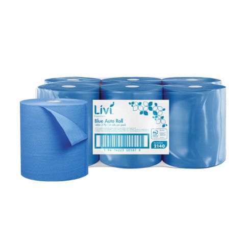 LIVI 2140 ESSENTIALS AUTO EASY ROLLS BLUE 2 PLY P/TOWEL 140M