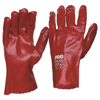GLOVE PVC RED R32 WRIST 27CM