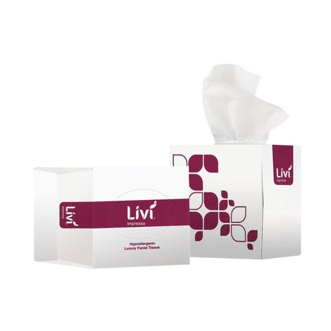 LIVI 3301 IMPRESSA LUXURY LOTION CUBED WHITE 3 PLY F/TISSUE 65S X 24