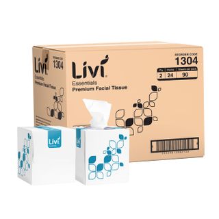 LIVI 1304 ESSENTIALS CUBED WHITE 2PLY F/TISSUE 90S X 24