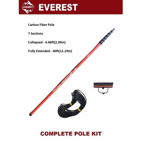 EVEREST PRO 40 PREMIUM CARBON FIBER POLE COMPLETE KIT 12.2M - 7 SECTION