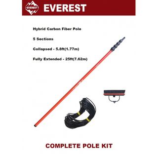 EVEREST 25 HYBRID CARBON POLE COMPLETE KIT 7.6M - 5 SECTION