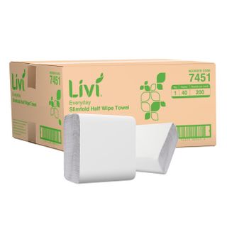LIVI 7451 BASICS HALF WIPES 1 PLY PAPER TOWEL 200S X 40
