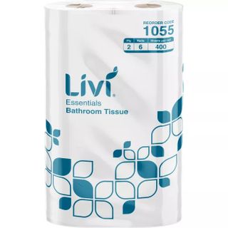LIVI 1055 ESSENTIALS WHITE 2 PLY UNWRAPPED TOILET ROLLS 400S X 36 (6X6PK)