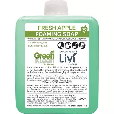 LIVI 1716 FRESH APPLE FOAMING SOAP REFILL 500ML