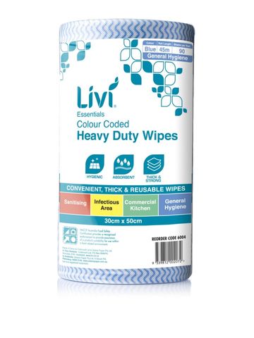 LIVI 6004 CLOTH WIPES 90 SHEET 50CM X 30CM BLUE 45M