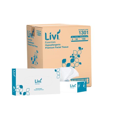 LIVI 1301 ESSENTIALS RECTANGLE WHITE 2 PLY F/TISSUES 100S