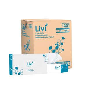 LIVI 1301 ESSENTIALS RECTANGLE WHITE 2 PLY F/TISSUES 100S