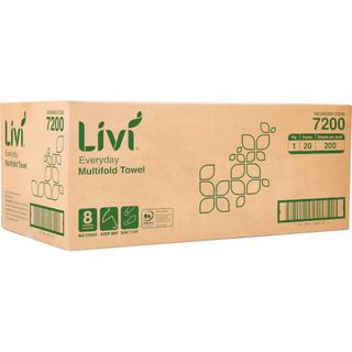 LIVI 7200 EVERYDAY SLIMFOLD WHITE 1 PLY PAPER TOWEL 200S X 20