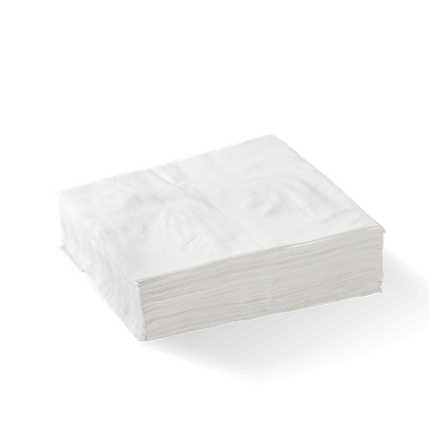 BIOPAK 1/4 FOLD 1PLY LUNCH NAPKINS WHITE 500S