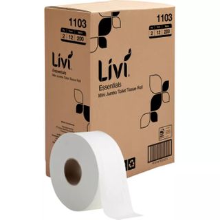 LIVI 1103 ESSENTIALS MINI JUMBO WHITE 2PLY T/ROLL 200M X 12S