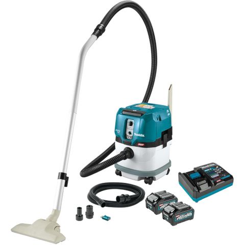 MAKITA 40V XGT VC004GLM22 PULL-ALONG VACUUM CLEANER 15L KIT W/ BATTERIES & CHARGER