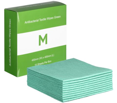 MATTHEWS ANTI-BACTERIAL TEXTILE WIPES 40CM X 40CM - GREEN