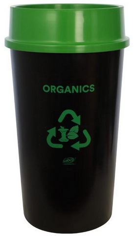 SABCO RECYCLING STATION BIN 60L WITH LID - GREEN: ORGANICS