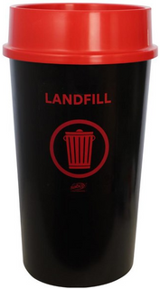 SABCO RECYCLING STATION BIN 60L WITH LID - RED: LANDFILL