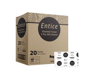 RAPIDCLEAN ENTICE MULTIFOLD 1 PLY PAPER TOWEL 200S X 20