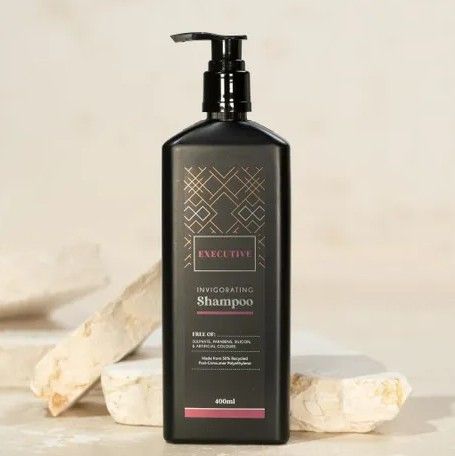 EXECUTIVE INVIGORATING SHAMPOO REFILLABLE PUMP BOTTLE WALL MOUNTABLE 400ML