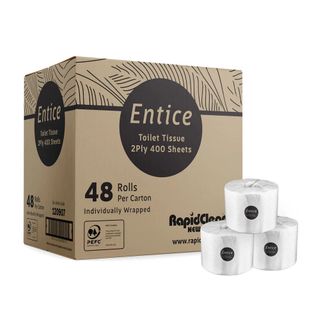 RAPIDCLEAN ENTICE PREMIUM 2 PLY WRAPPED TOILET ROLLS 400S X 48