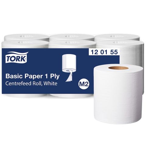 TORK M2 UNIVERSAL CENTREFEED WHITE 1 PLY PAPER TOWEL ROLL 300M X 20CM X 6S