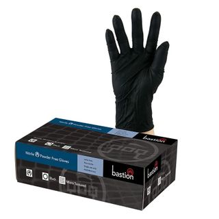 BASTION BLACK NITRILE UNPOWDERED GLOVES MEDIUM 100S