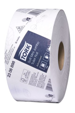 TORK T2 ADVANCED WHITE 2 PLY JUMBO MINI T/ROLL 200M X 10CM X 12S