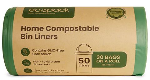 ECOPACK 50L COMPOSTABLE BIN LINERS GREEN 600MM X 940MM X 20MIC 30S