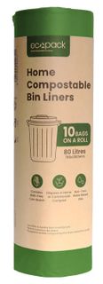 ECOPACK 80L COMPOSTABLE BIN LINERS GREEN 780MM X 1060MM X 25MIC 10S