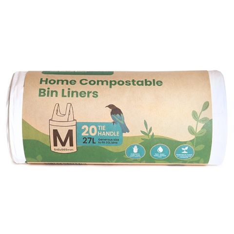 ECOPACK 27L COMPOSTABLE BIN LINERS WHITE 540MM X 565MM X 20MIC 20S