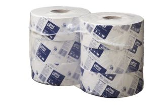 TORK T1 UNIVERSAL WHITE 1 PLY JUMBO TOILET ROLLS 650M X 9CM X 6S