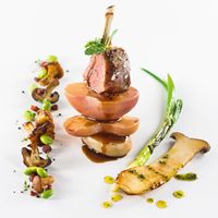 Recipe - Lamb Loin / White Peach / Mint Simple Syrup / Bean Mushroom Salsa