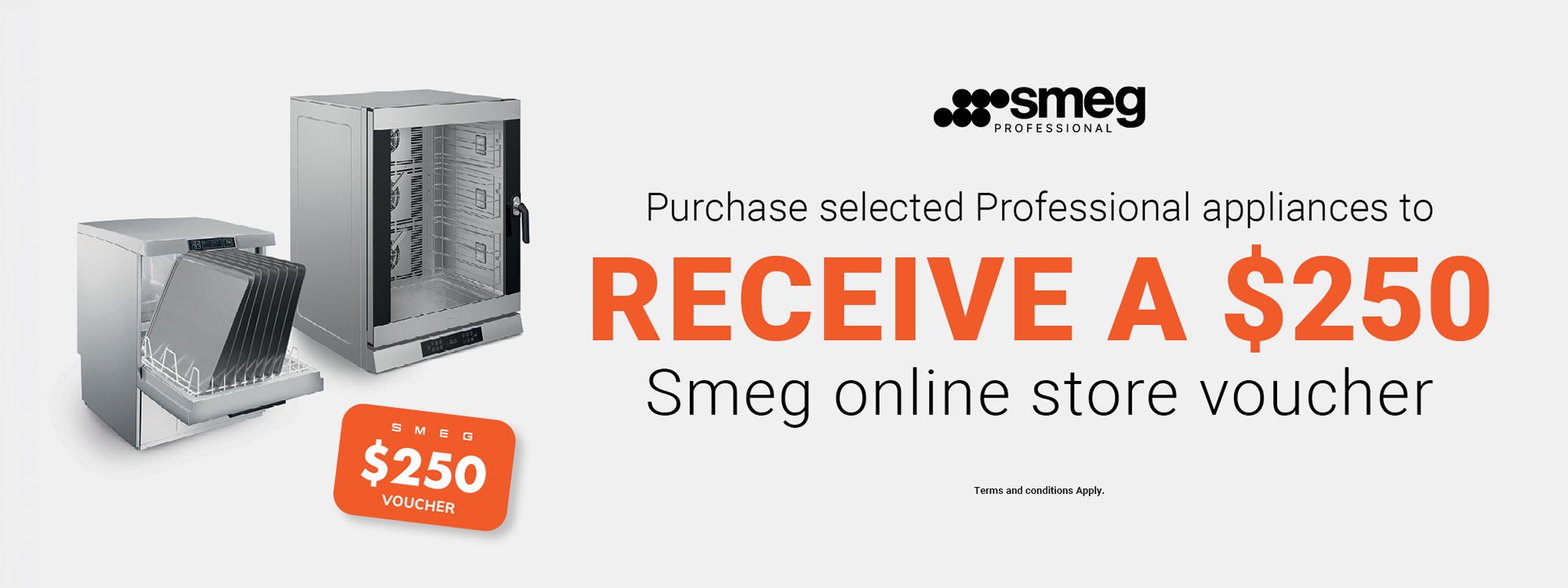 Purchase selected Professional appliances to receive a $200 Smeg online store voucher