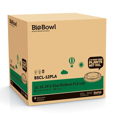 LID PLA 12,16OZ HOT BOWL, BIOPAK 500CTN