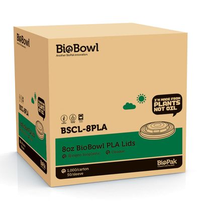 LID PLA 8OZ HOT BOWL, BIOPAK 1000CTN