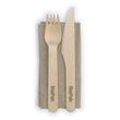 CUTLERY SET WOOD KNIFE/FORK/NAPKIN 100PCES