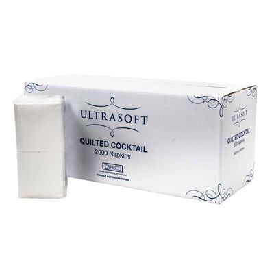 COCKTAIL NAPKIN QUILTED WHITE 1/4 FOLD