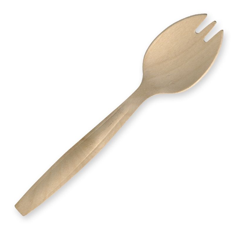 SPORK 160MM WOOD, BIOCUTLERY 100PCES